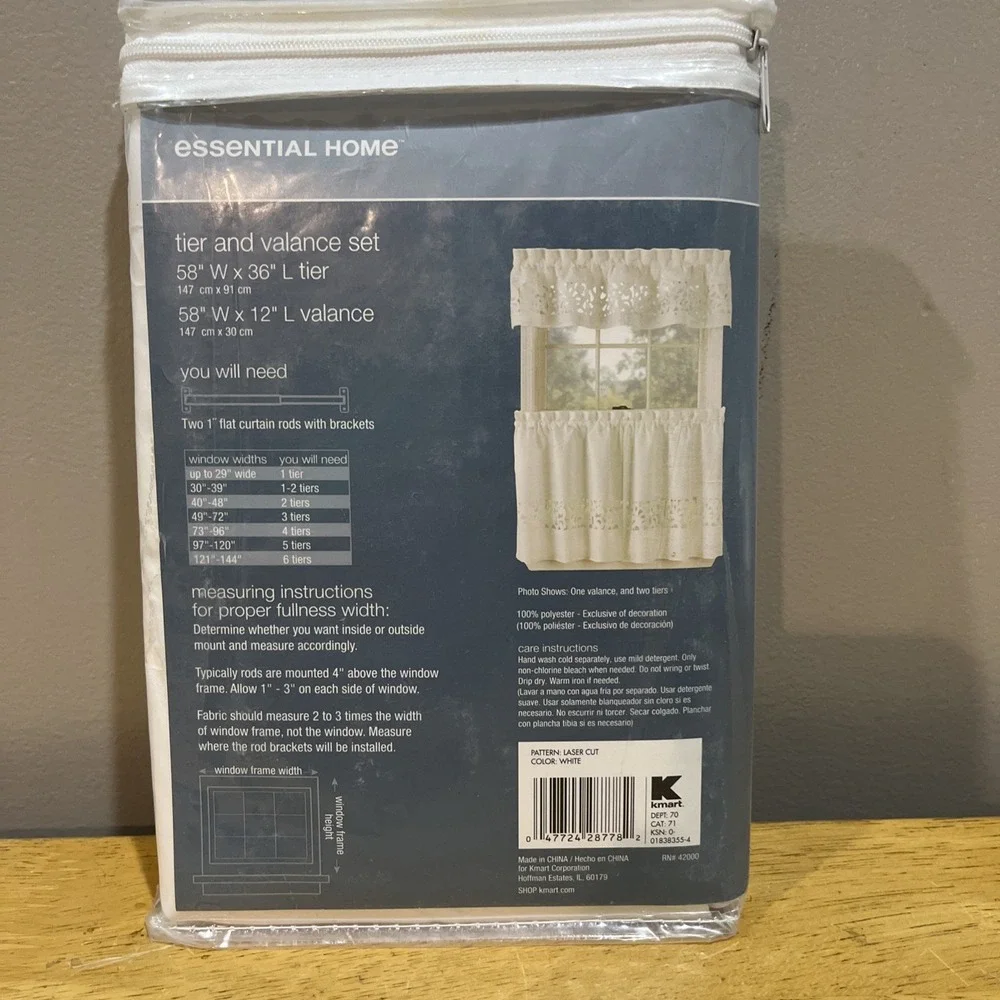 Essential Home‎ by KMart White Window Tiers & Valance Lattice Laser Cut Cottage